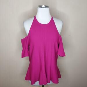 Ann Taylor Cold Shoulder Peplum Top Stretch Knit